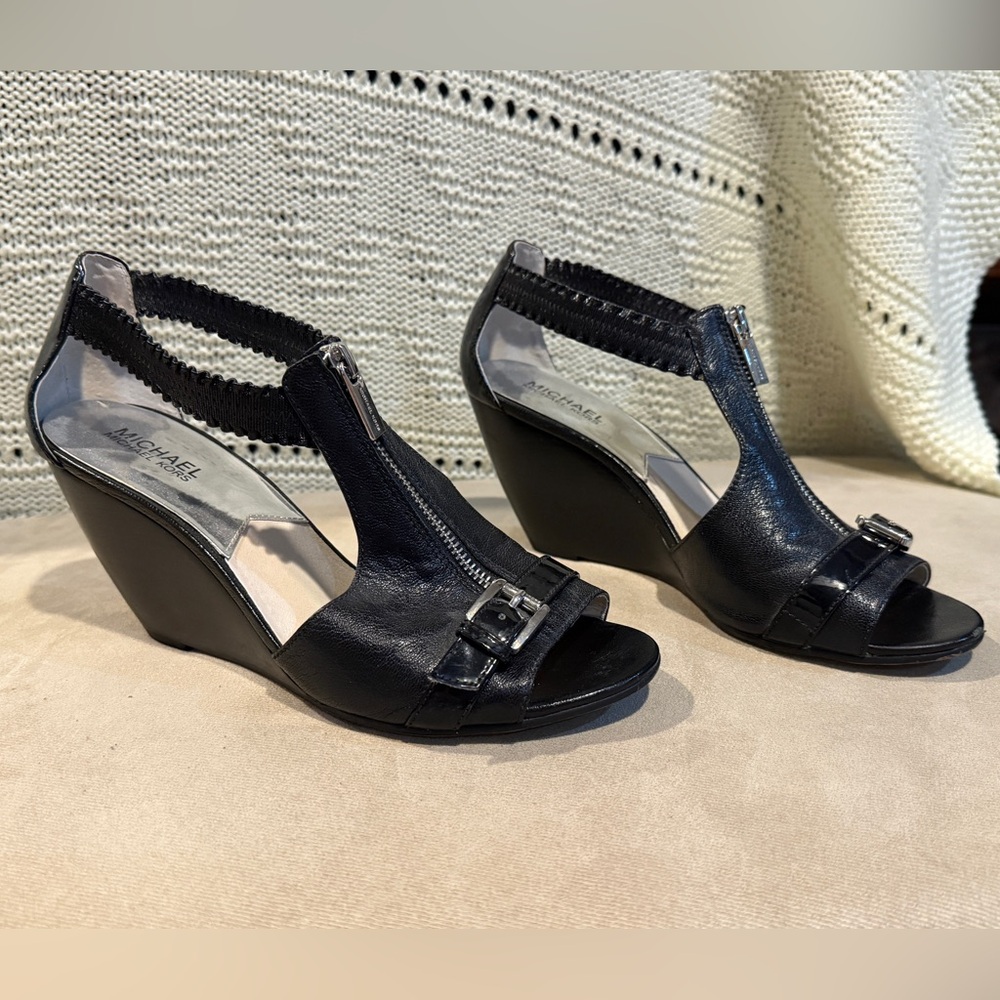 Michael Kors Black wedges with Silver Zipper - Picture 2 of 9